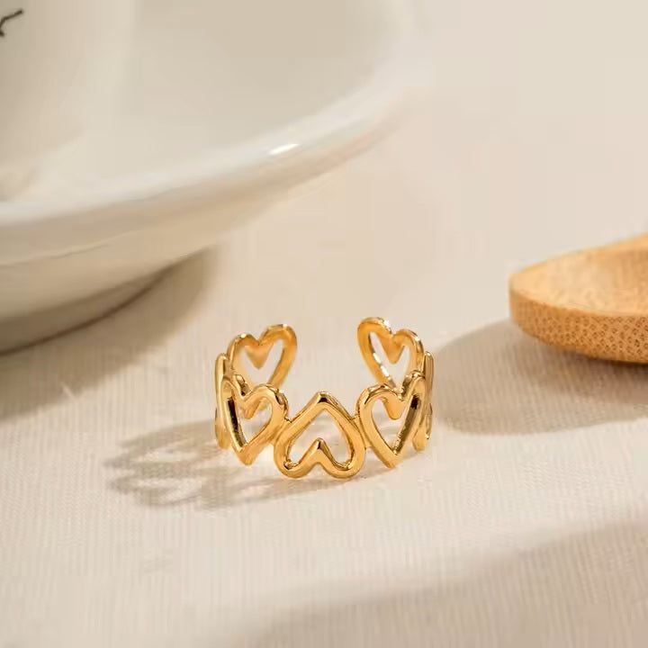 Echo Heart Ring - 18K Gold Stainless Steel