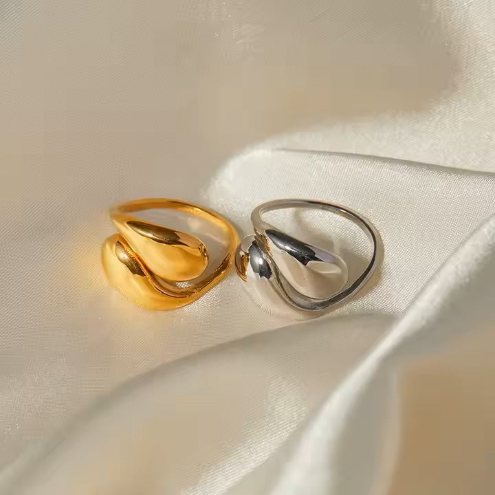 Elegant Drop Ring - 18K Gold Stainless Steel