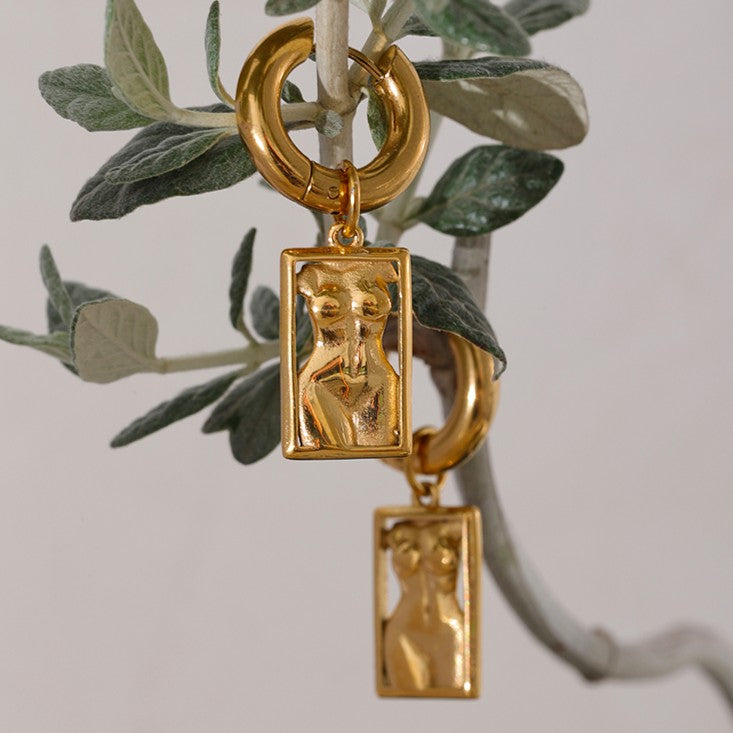 gold stainless steel earrings with unique design