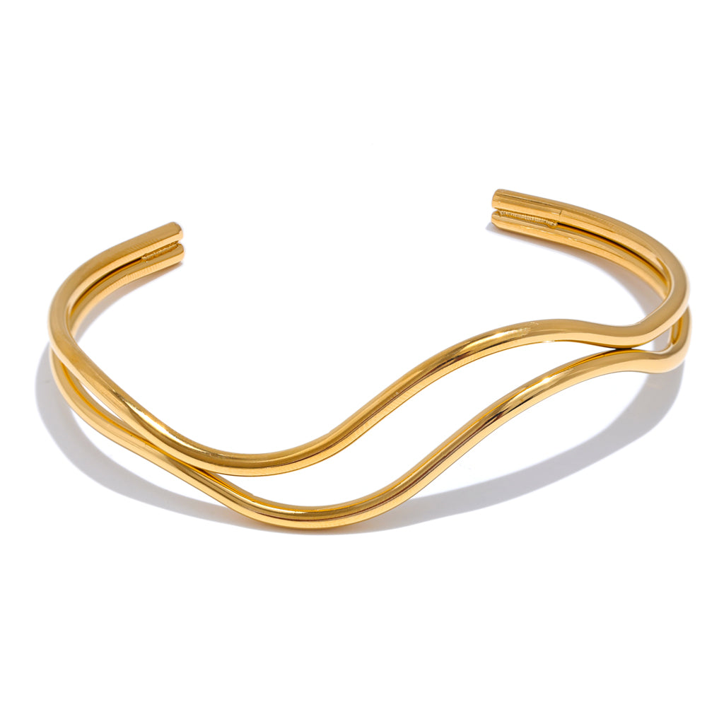 Sculpted Flow Bangle - Stainless Steel Bracelet – Pola Grace