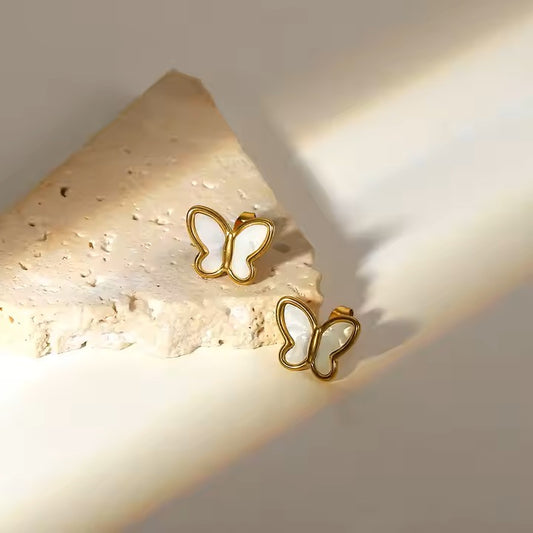 Seraphina Butterflies Earrings - 18K Gold Stainless Steel