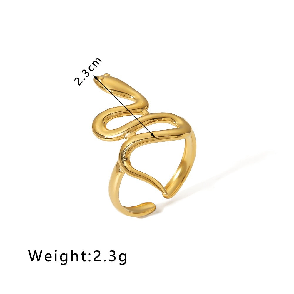 gold snake ring with measurements