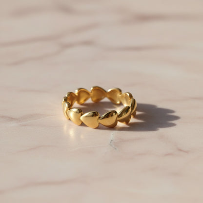 gold waterproof ring with heart design
