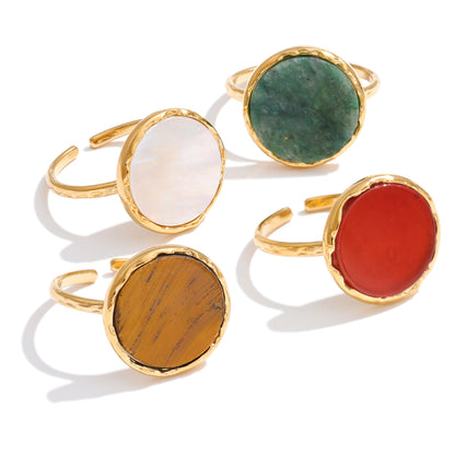 4 gold rings with natural stone in various colors
