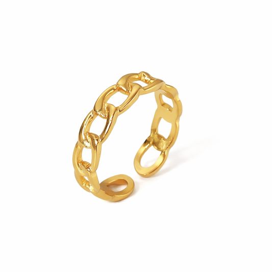 gold chain ring on white background