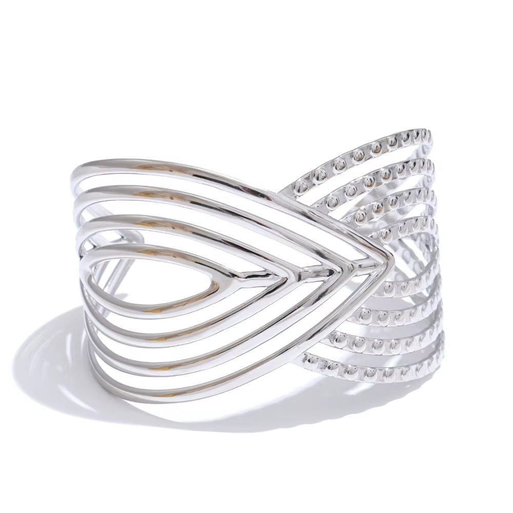 silver stainless steel statement bangle
