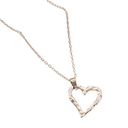 Silver stainless steel Heart-shaped necklace pendant on a white background