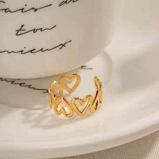 Echo Heart Ring - 18K Gold Stainless Steel