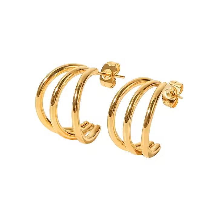 Edge Loop Earrings - 18K Gold Stainless Steel