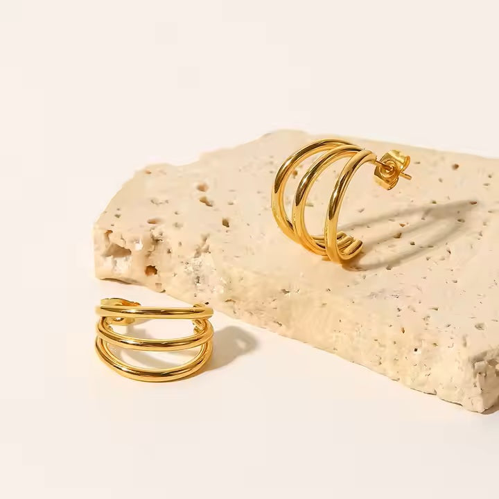 Edge Loop Earrings - 18K Gold Stainless Steel
