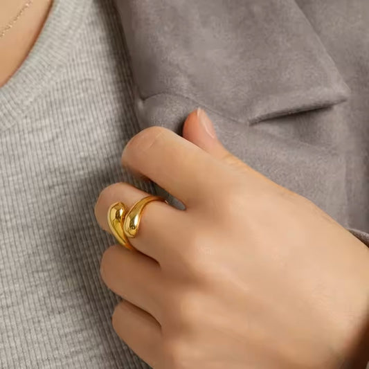 Elegant Drop Ring - 18K Gold Stainless Steel