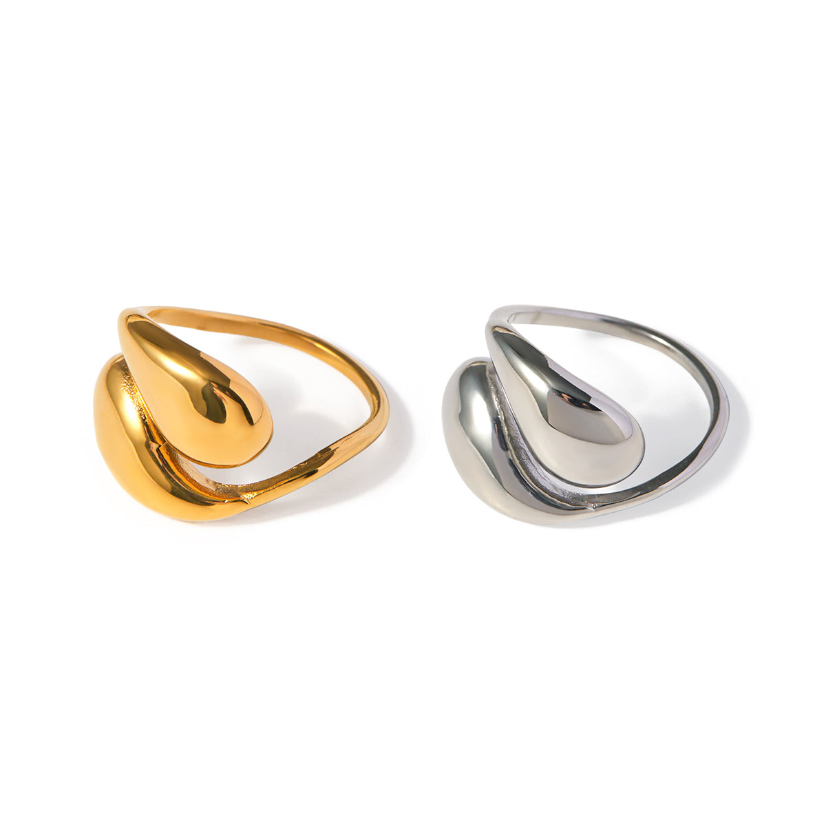 Gold and silver rings on a white background