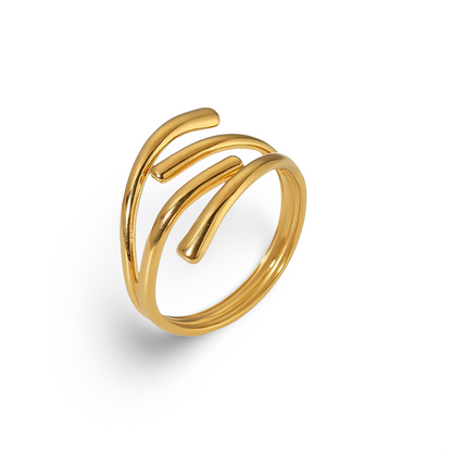 simple geometric gold ring on white background