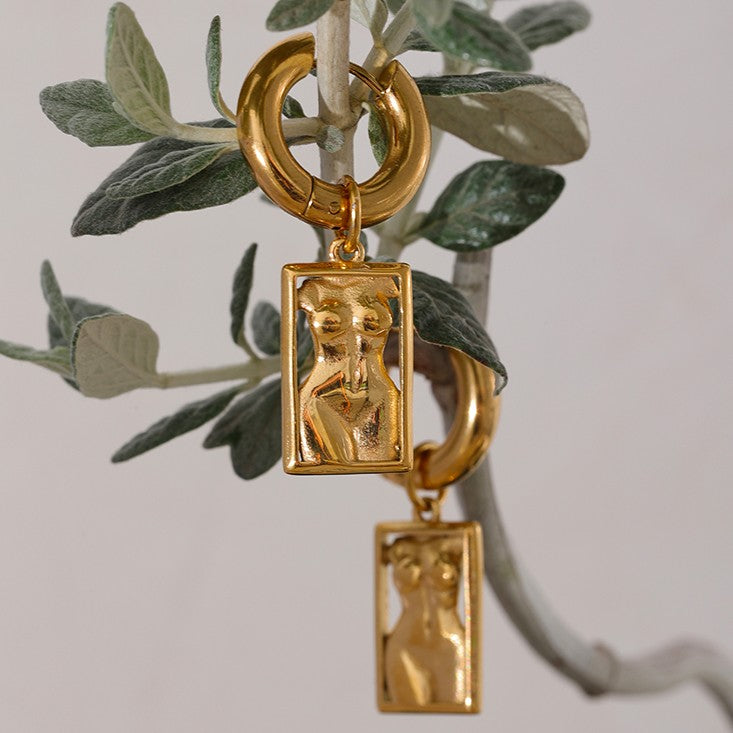 gold stainless steel earrings with unique design