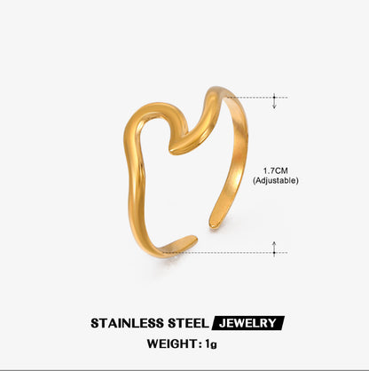 minimalist gold stainless steel ring with measurements