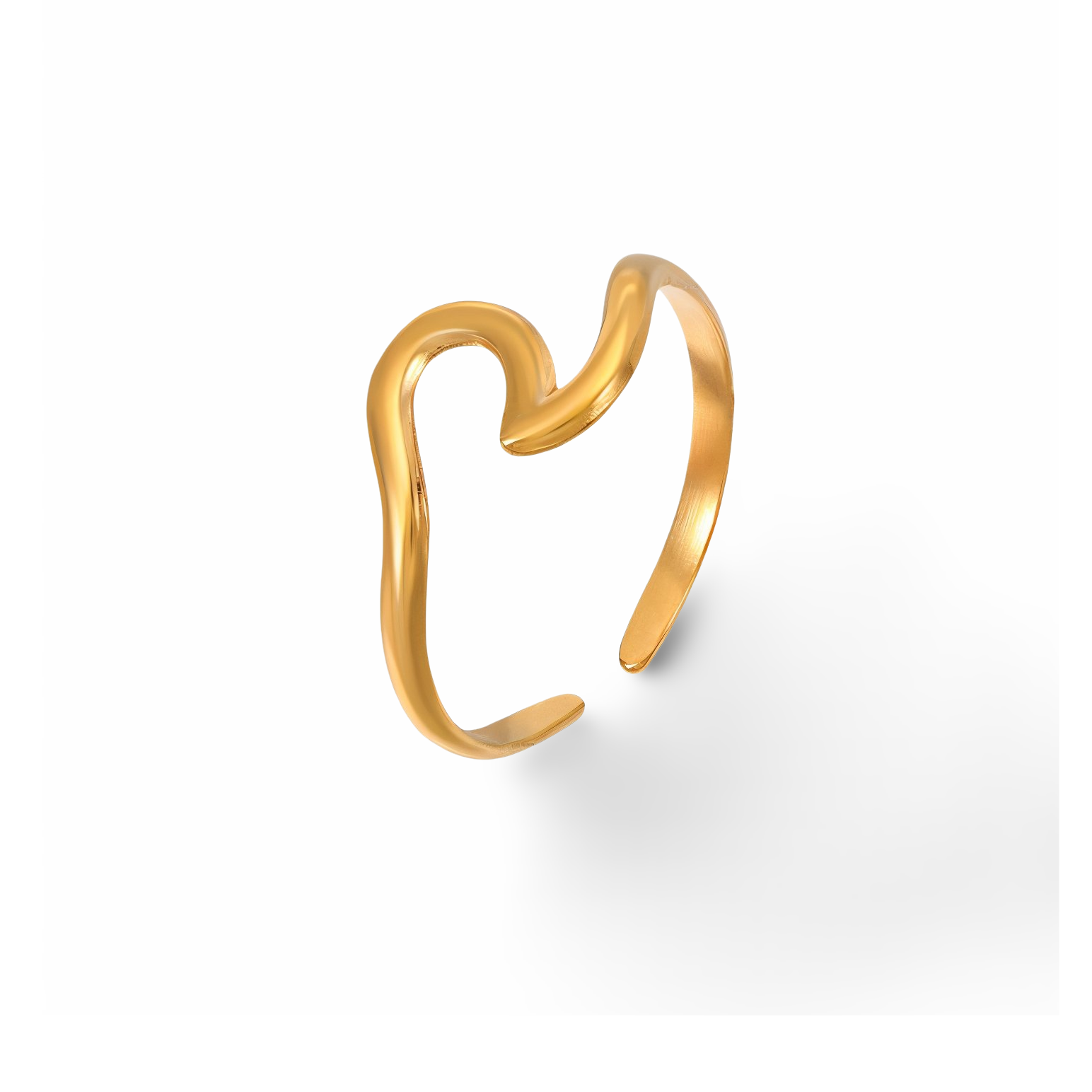 minimalist gold ring on white background