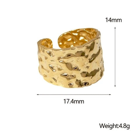 large hammered gold ring with measurements