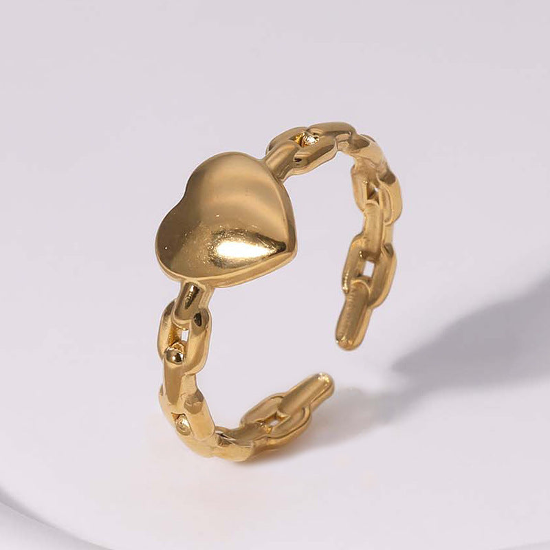 gold waterproof ring with heart design