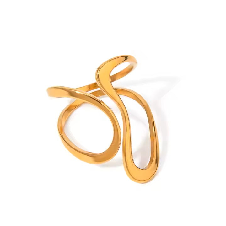 Modern Twist Ring - 18K Gold Stainless Steel