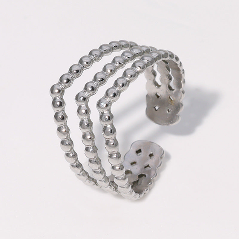 silver waterproof beaded ring