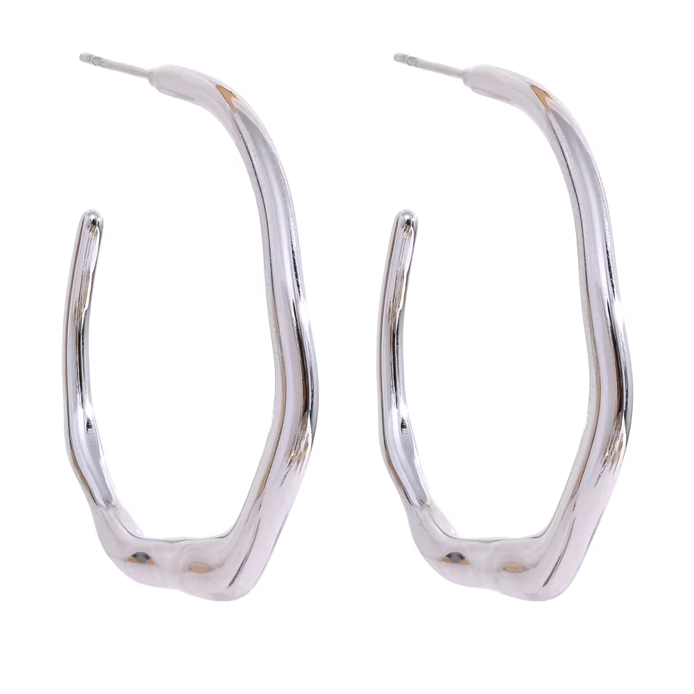 Organic Wave Hoop Earrings – 18K Gold Plated & Silver