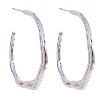 Organic Wave Hoop Earrings – 18K Gold Plated & Silver