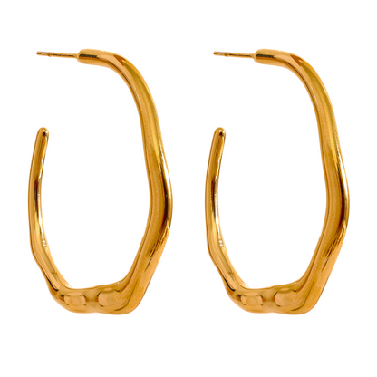 Organic Wave Hoop Earrings – 18K Gold Plated & Silver