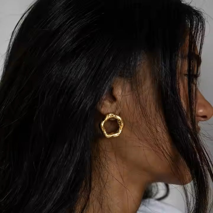 Oria Hoops Earrings - 18K Gold Stainless Steel