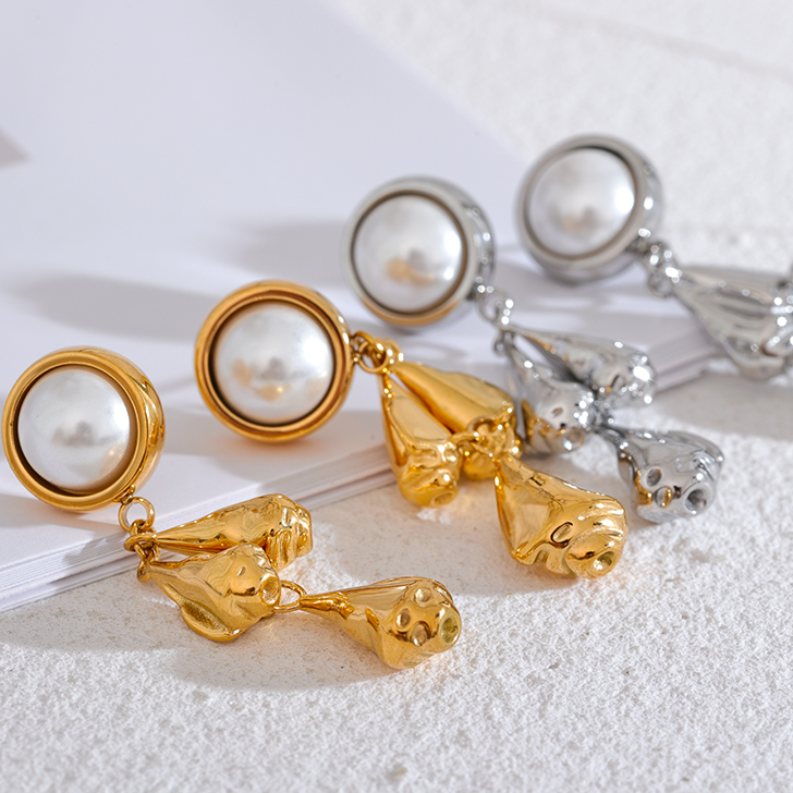 Gold and silver stainless steel earrings 