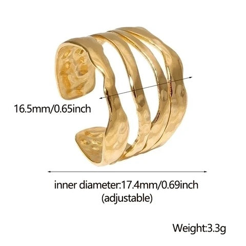 gold waterproof ring with measurements on white background