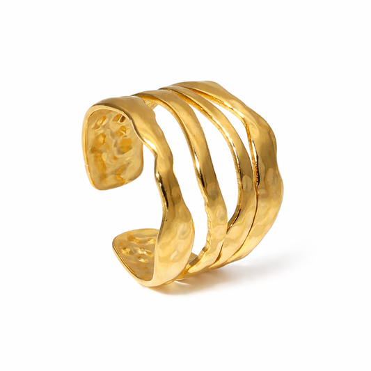 Gold waterproof ring on a white background
