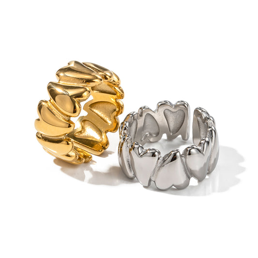 Gold and silver rings on a white background