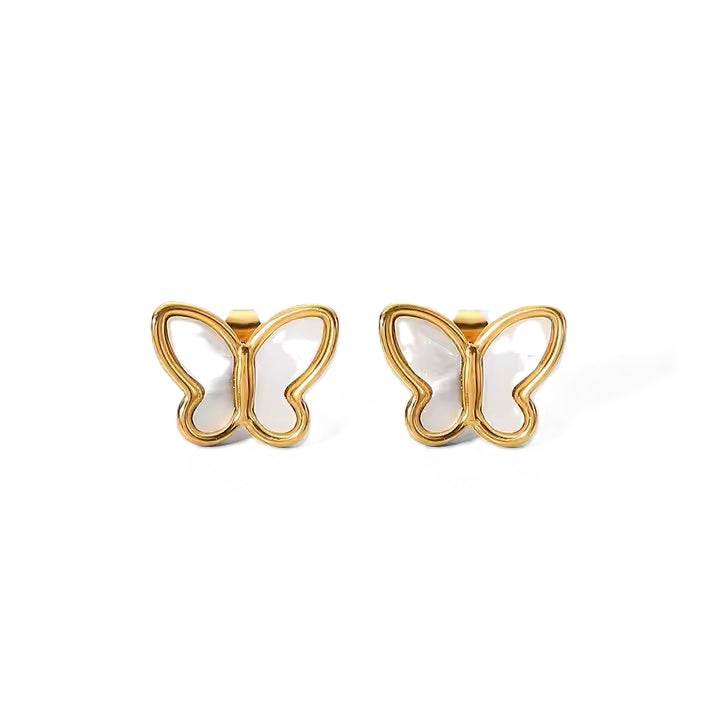 Seraphina Butterflies Earrings - 18K Gold Stainless Steel