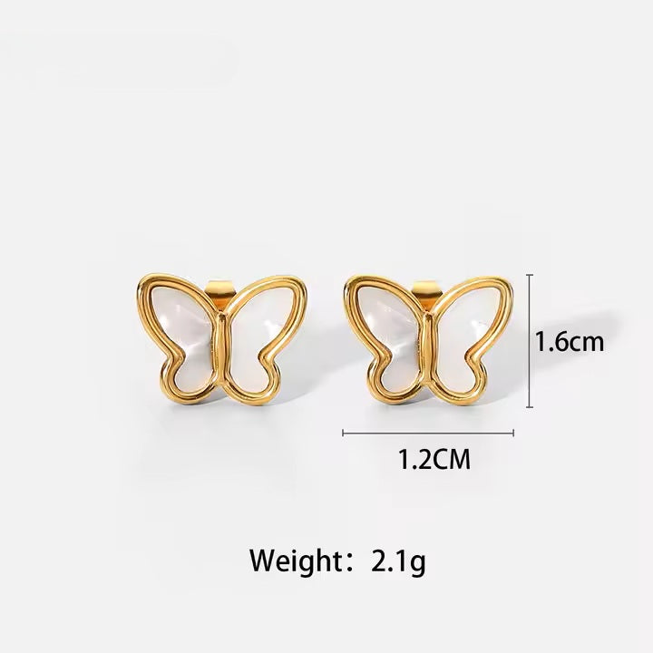 Seraphina Butterflies Earrings - 18K Gold Stainless Steel