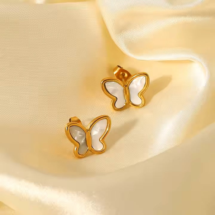 Seraphina Butterflies Earrings - 18K Gold Stainless Steel