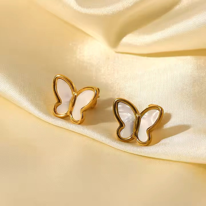 Seraphina Butterflies Earrings - 18K Gold Stainless Steel