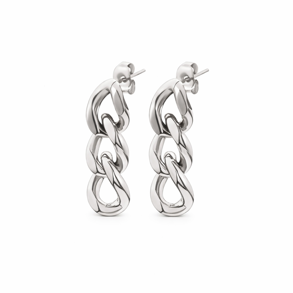 silver stainless steel chain earrings