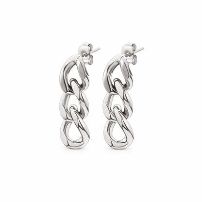 silver stainless steel chain earrings