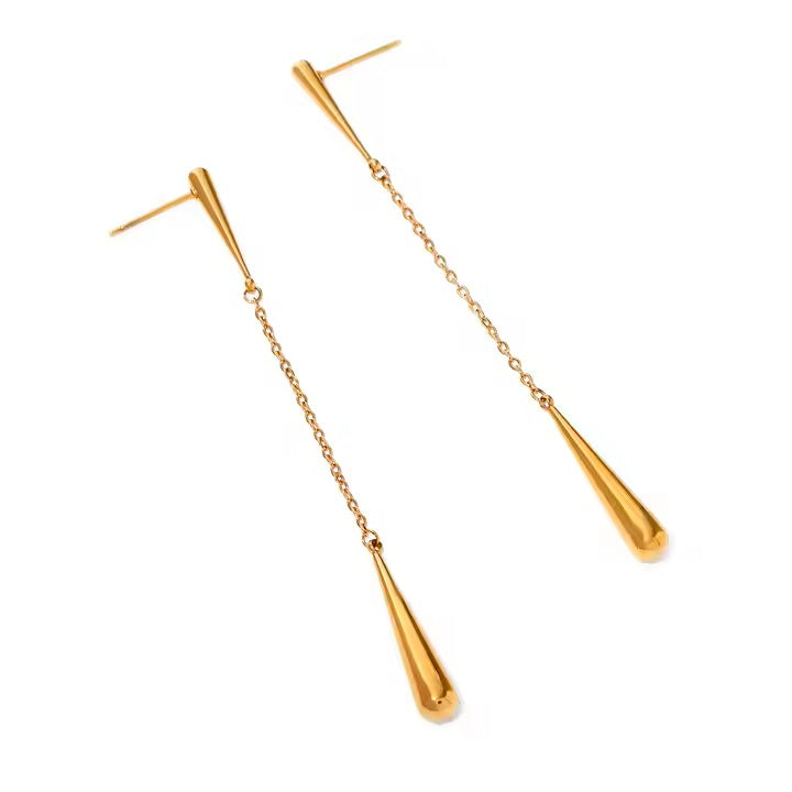 Slim Drop Earrings - 18K Gold Stainless Steel