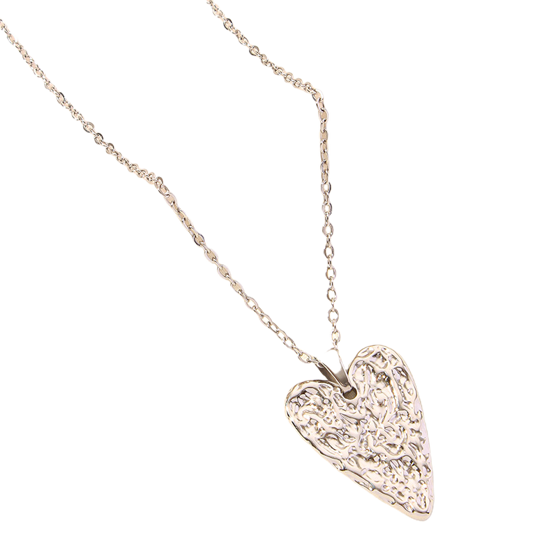 stainless steel Heart-shaped pendant necklace on a white background