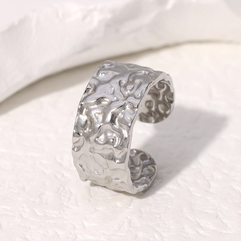silver tarnish-free ring on white background