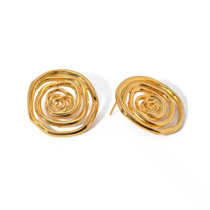 Swirl Earrings - 18K Gold Stainless Steel