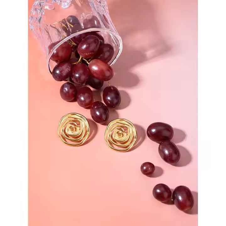 Swirl Earrings - 18K Gold Stainless Steel