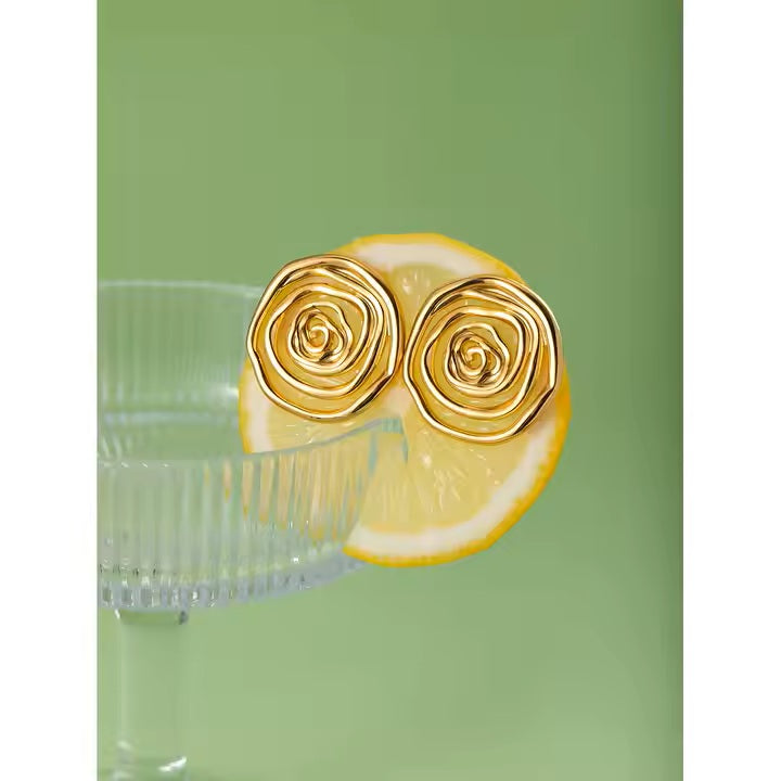 Swirl Earrings - 18K Gold Stainless Steel