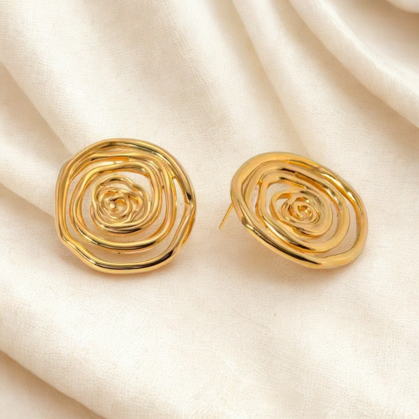Swirl Earrings - 18K Gold Stainless Steel