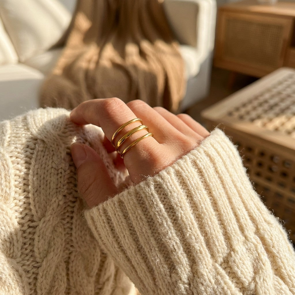 triple ring on female hand