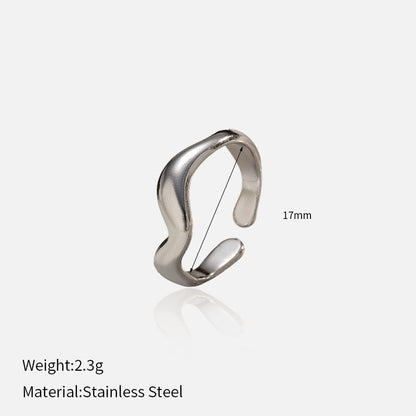 minimalist silver ring with measurements