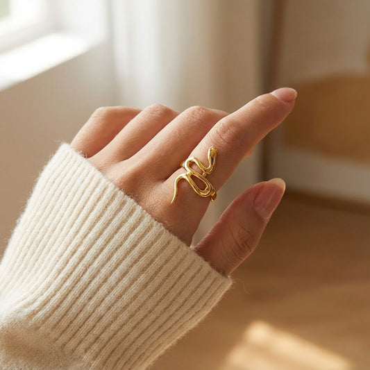 waterproof gold ring with snake design