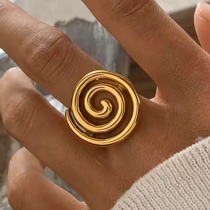 Spiral Ring - 18K Gold Stainless Steel